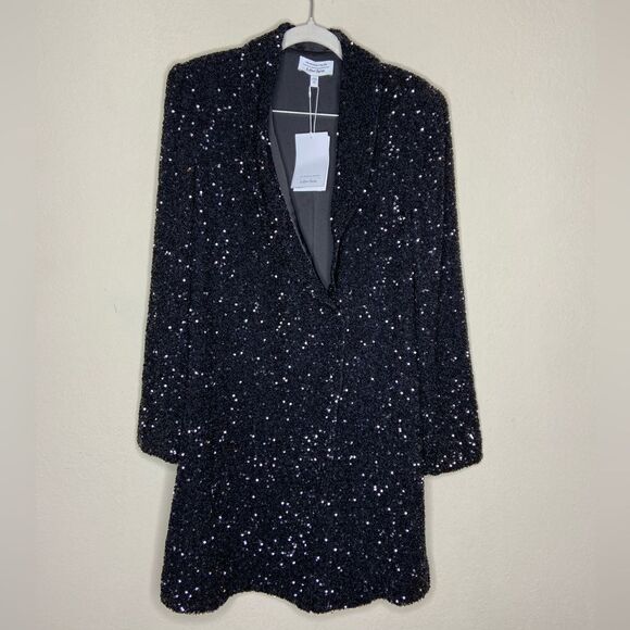 NWT & Other Stories Mini Black Dress Double Breasted Blazer Sequin Size XS - Picture 8 of 11